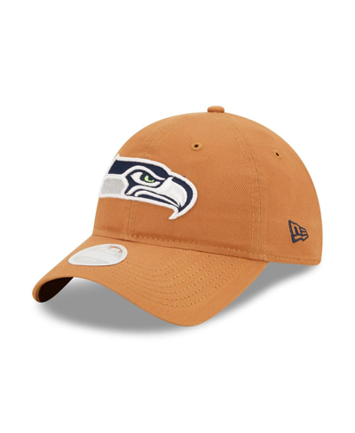 Shop New Era Women's  Brown Seattle Seahawks Core Classic 2.0 9twenty Adjustable Hat