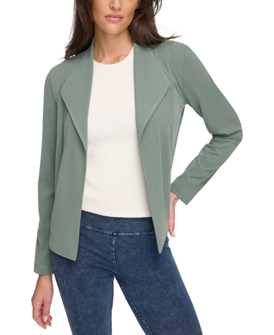 Shop Marc New York Andrew Marc Sport Women's Sueded Pique Drape Front Cardigan Jacket With Pockets In Fern