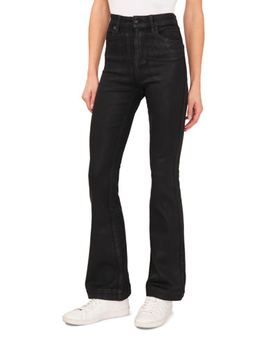 Shop Cece Women's Coated Flare Jeans In Rich Black