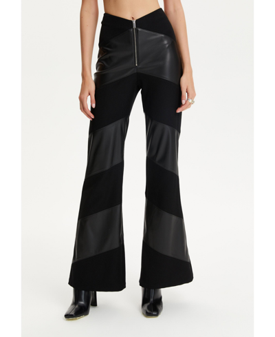 Shop Nocturne Women's Two Toned High-waisted Flare Pants In Black