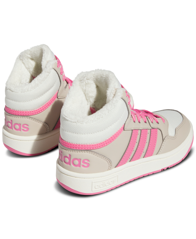 Shop Adidas Originals Little Girls Hoops Mid 3.0 High Top Basketball Sneakers From Finish Line In Wonder Beige,pink