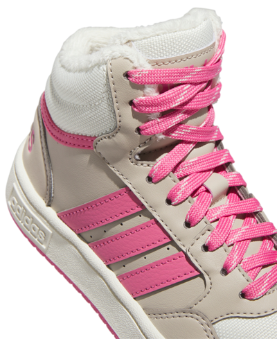 Shop Adidas Originals Little Girls Hoops Mid 3.0 High Top Basketball Sneakers From Finish Line In Wonder Beige,pink