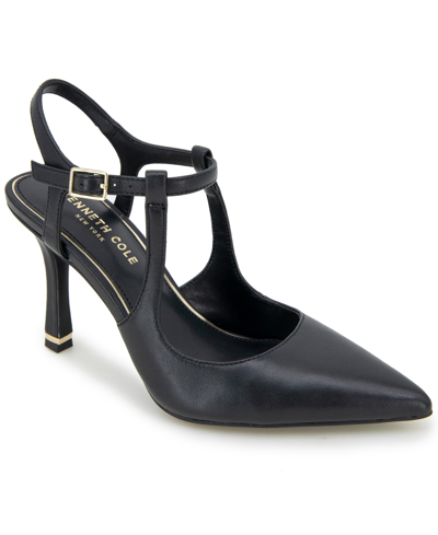 Shop Kenneth Cole New York Women's Romi Ankle Sling Back Pumps In Black Leather