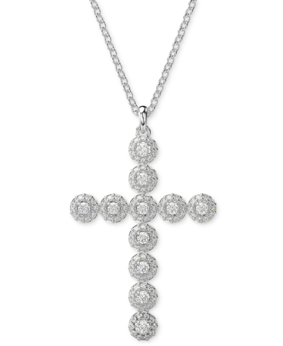 Swarovski Silver-tone Insigne Crystal Cross Pendant Necklace, 15-3/4" + 2-3/4" Extender In Silver