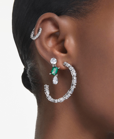 Shop Swarovski Silver-tone Mesmera Green Stone Drop Earrings