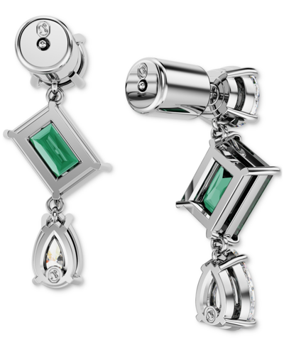 Shop Swarovski Silver-tone Mesmera Green Stone Drop Earrings