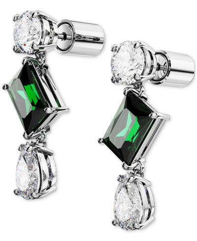 Shop Swarovski Silver-tone Mesmera Green Stone Drop Earrings