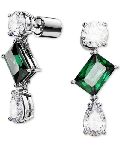 Shop Swarovski Silver-tone Mesmera Green Stone Drop Earrings