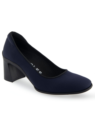 Shop Aerosoles Casta Dress-pump-mid Heel In Navy Stretch