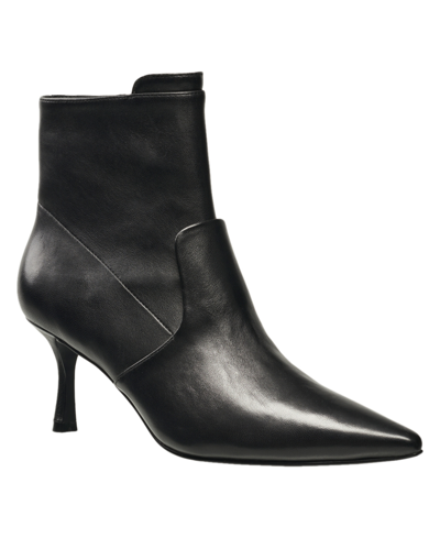 Shop French Connection Women's London Pointed Toe Leather Dress Booties In Black