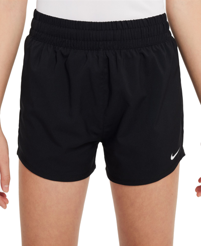 Shop Nike Big Girls One Dri-fit High-waisted Woven Training Shorts In Black