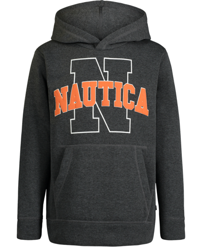 Shop Nautica Toddler Boys Old School Solid Long Sleeve Pullover Hoodie In Coal Heather
