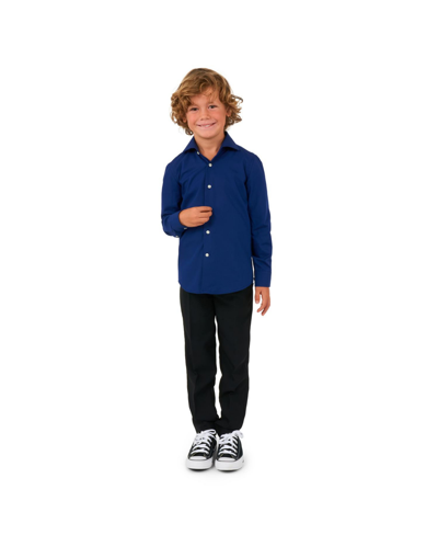 Opposuits Little Boys Long Sleeve Button Up Dress Shirt In Navy