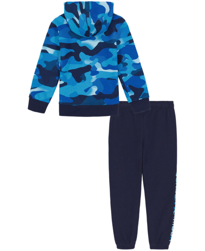 Shop Under Armour Little Boys Big Logo Neo Camo Hoodie And Joggers Set In Cosmic Blue