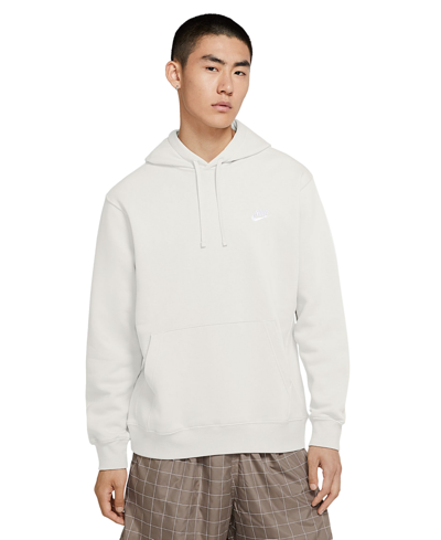 Shop Nike Men's Sportswear Club Fleece Pullover Hoodie In Light Bone,light Bone,white