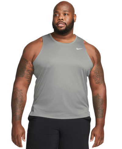 Shop Nike Men's Miler Dri-fit Running Tank In Particle Grey,reflective Silver
