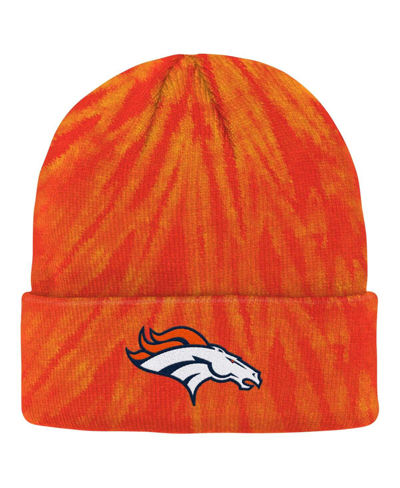 Shop Outerstuff Big Boys And Girls Orange Denver Broncos Tie-dye Cuffed Knit Hat