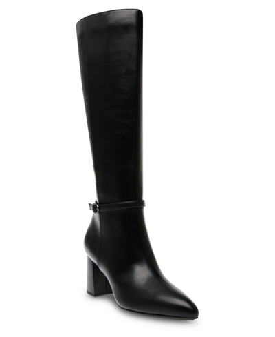 Shop Anne Klein Women's Braydon Knee High Boots In Black Smooth