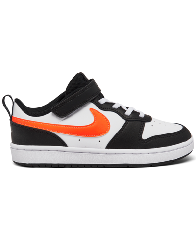 Shop Nike Little Kids Court Borough Low 2 Casual Sneakers From Finish Line In White,black,orange