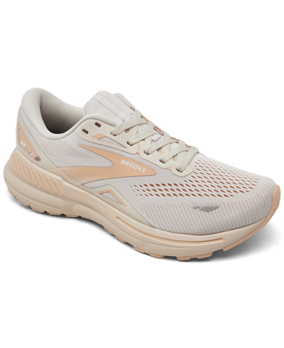 Shop Brooks Women's Adrenaline Gts 23 Running Sneakers From Finish Line In Crystal Gray,vanilla White