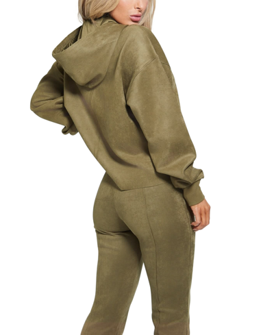 Shop Guess Women's Zonica Hooded Drawstring Sweatshirt In Desert Green