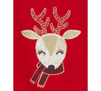 Shop Carter's Baby Girls Reindeer Fleece Top & Leggings, 2 Piece Set In Red