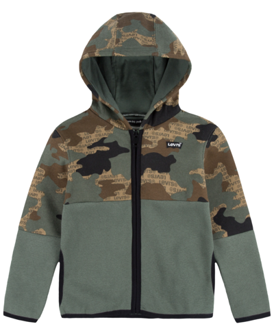 Shop Levi's Toddler Boys Camo Full-zip Hoodie In Thyme