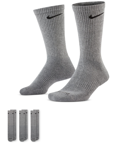Shop Nike Everyday Plus Cushioned Training Crew Socks 3 Pairs In Carbon Heather,black