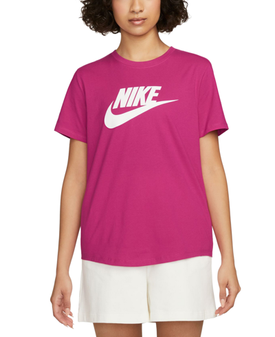 Shop Nike Sportswear Women's Essentials Logo T-shirt In Fireberry