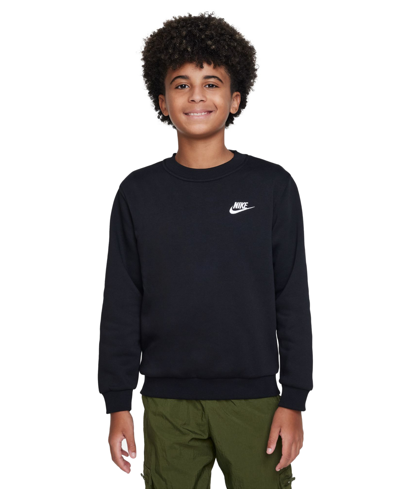 Shop Nike Big Kids Sportswear Club Fleece Classic-fit Sweatshirt In Black,white
