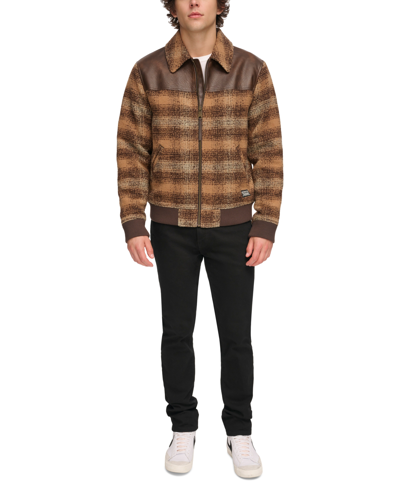 Levi's Men's Plaid Bomber Jacket In Brown Multi
