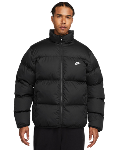 Shop Nike Men's Sportswear Club Water-repellant Puffer Jacket In Black,white