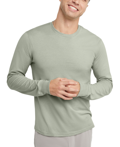 Shop Alternative Apparel Men's Hanes Originals Cotton Long Sleeve T-shirt In Equilibrium Green