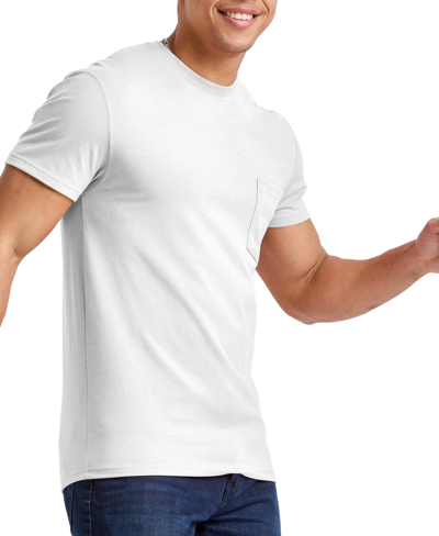 Shop Alternative Apparel Men's Hanes Originals Cotton Short Sleeve Pocket T-shirt In White - U.s. Grown Cotton