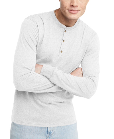 Shop Alternative Apparel Men's Hanes Originals Tri-blend Long Sleeve Henley T-shirt In Eco White