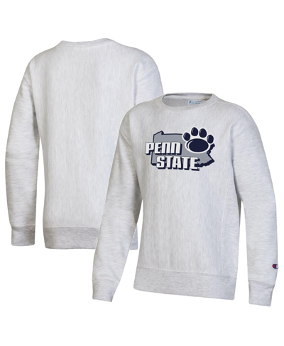 Champion Big Boys  Heather Gray Penn State Nittany Lions Reverse Weave Pullover Sweatshirt In Heather Gray