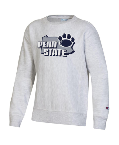 Champion Big Boys  Heather Gray Penn State Nittany Lions Reverse Weave Pullover Sweatshirt In Heather Gray