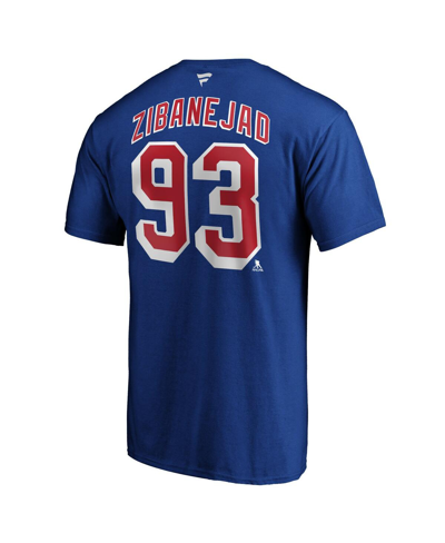 Fanatics Men's Mika Zibanejad Blue New York Rangers Team Authentic Stack Name And Number T-shirt In Blue