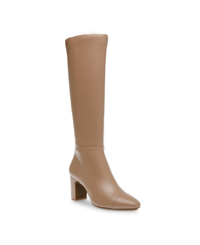 Shop Anne Klein Women's Spencer Pointed Toe Knee High Boots In Taupe Smooth