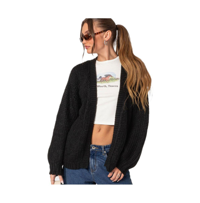 Shop Edikted Women's Anina Oversized Knit Cardigan In Black