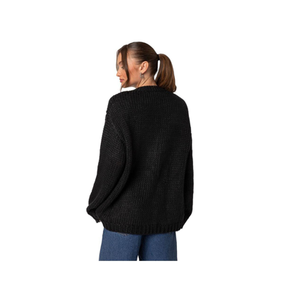 Shop Edikted Women's Anina Oversized Knit Cardigan In Black