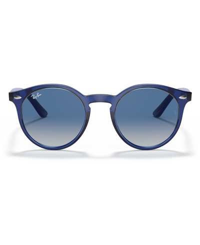 Shop Ray-ban Jr . Kids Sunglasses, Rj9064 (ages 7-10) In Transparent Blue,grey Gradient Dark Blue