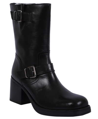 Shop Kenneth Cole New York Women's Janice Block Heel Boots In Black - Leather