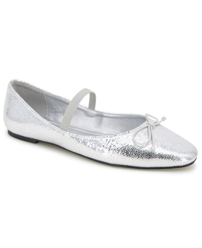 Shop Kenneth Cole New York Women's Myra Square Toe Ballet Flats In Silver - Manmade