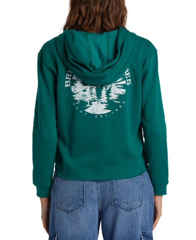 Shop Roxy Juniors' Bring The Good Vibe Zip-up Sweatshirt In Aventurine