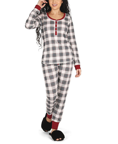 Shop Memoi Women's Plaid Matching Pajama 2 Piece Set In Ivory
