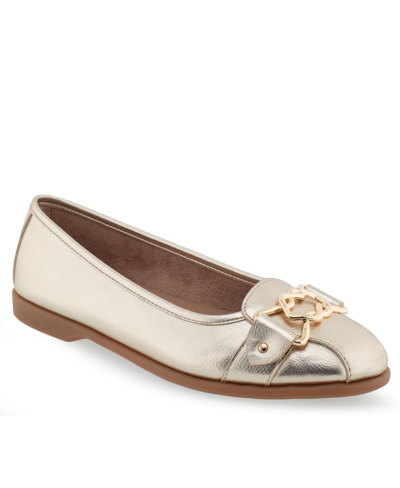 Shop Aerosoles Bia Casual-flat In Soft Gold Polyurethane