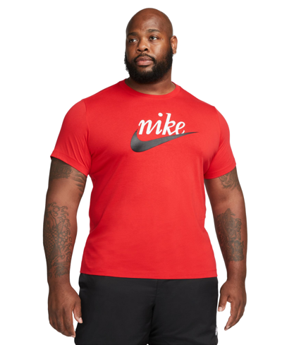 Shop Nike Sportswear Men's Heritage Script Logo Short-sleeve Crewneck T-shirt In University Red