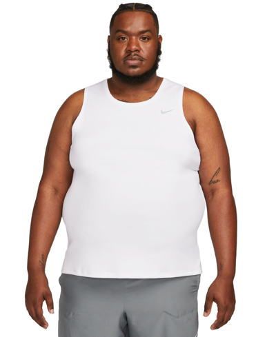 Shop Nike Men's Miler Dri-fit Running Tank In White,reflective Silver