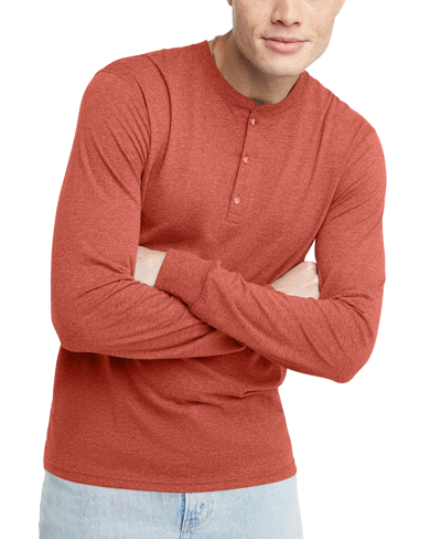 Shop Alternative Apparel Men's Hanes Originals Tri-blend Long Sleeve Henley T-shirt In Red